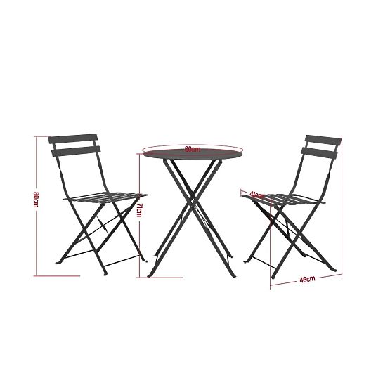 Balkonmöbel-Set (2 x Klappstuhl + Tisch) SEMPLICI Stahl Schwarz