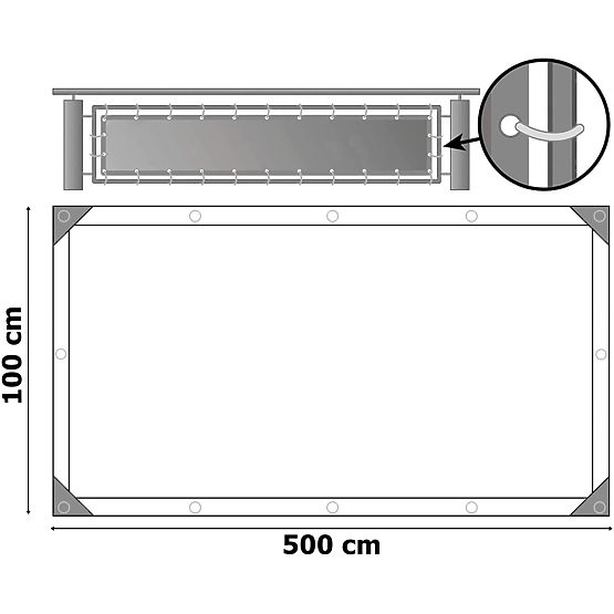 Balkonschutzmatte grau 1x5 m