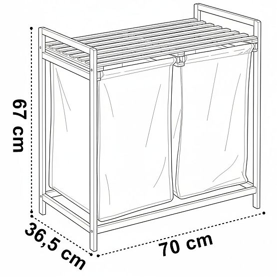 Bambus-Wäsche- oder Spielzeugkorb HANOI 2 Fächer
