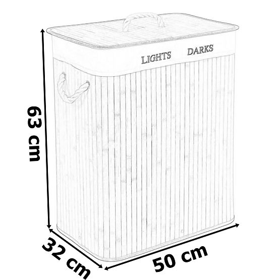 Bambus-Wäschekorb 2 Kammern schwarz FSC