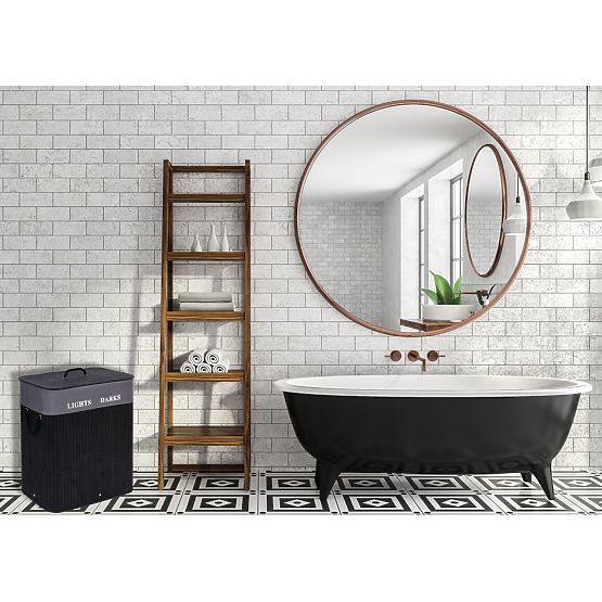 Bambus-Wäschekorb 2 Kammern schwarz FSC