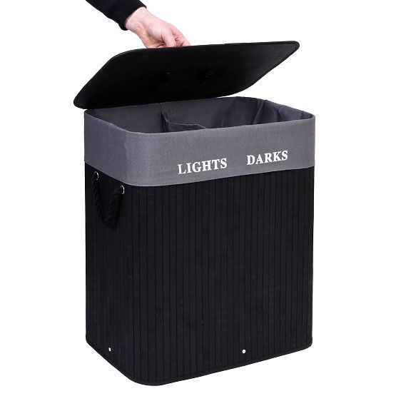 Bambus-Wäschekorb 2 Kammern schwarz FSC