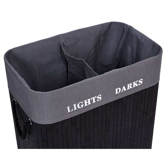 Bambus-Wäschekorb 2 Kammern schwarz FSC