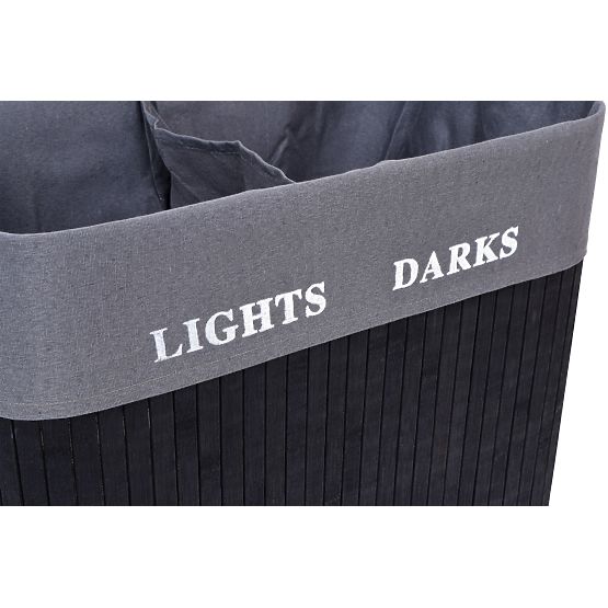 Bambus-Wäschekorb 2 Kammern schwarz FSC