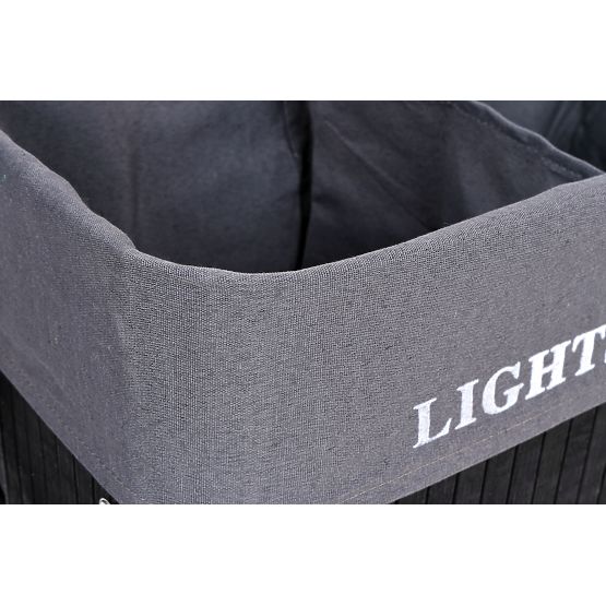 Bambus-Wäschekorb 2 Kammern schwarz FSC