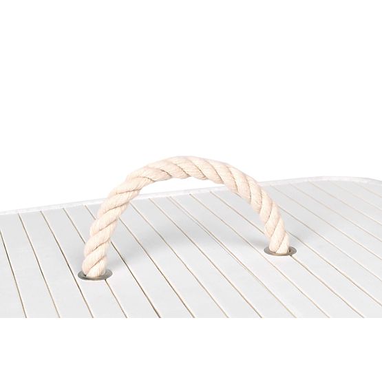 Bambus-Wäschekorb mit Deckel 80L weiß-grau