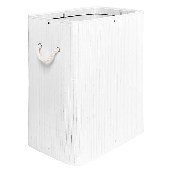 Bambus-Wäschekorb mit Deckel SOREN 80L weiß