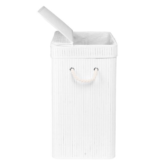 Bambus-Wäschekorb mit Deckel SOREN 80L weiß