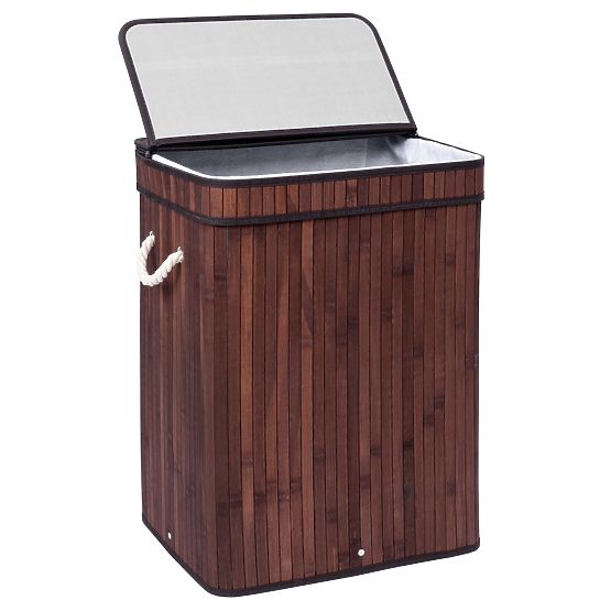 Bambus-Wäschekorb mit Deckel SOREN 80L Wenge
