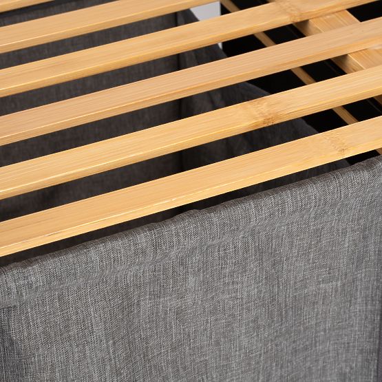 Bambus-Wäschekorb oder Spielzeugkorb HANOI BLACK 2 Fächer DUO FARBE