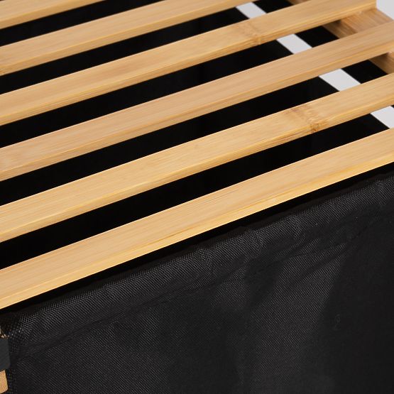 Bambus-Wäschekorb oder Spielzeugkorb HANOI BLACK 2 Fächer DUO FARBE