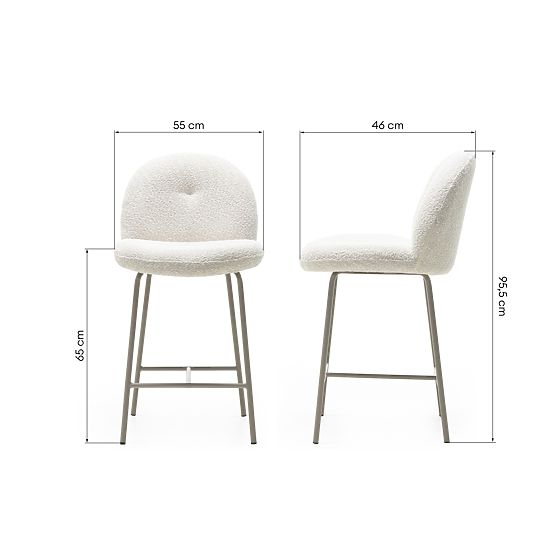 Barhocker Fiori hellbeige, abgerundete Formen