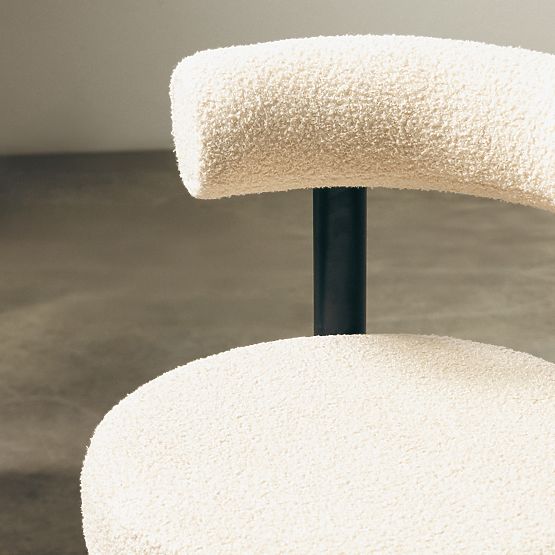 Barhocker Pedro, beige/schwarze Beine, Bouclé