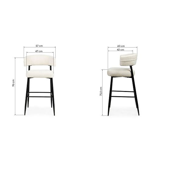 Barhocker Rosario creme/schwarze Beine