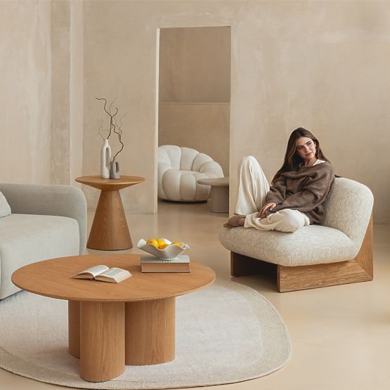 Beistelltisch Abisko, 60 cm, rund, natürliche Eichenfurnier