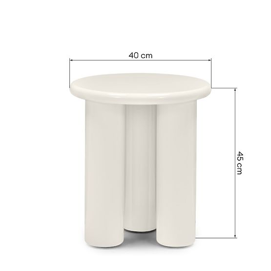 Beistelltisch Blair 40 cm, cremefarben, glänzend