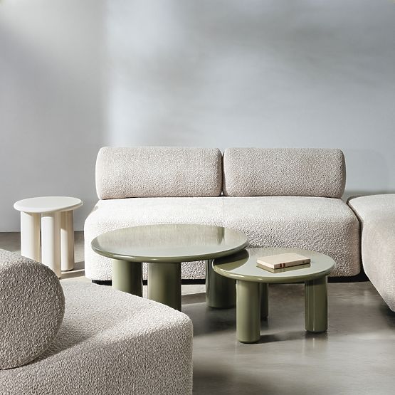 Beistelltisch Blair 40 cm, cremefarben, glänzend