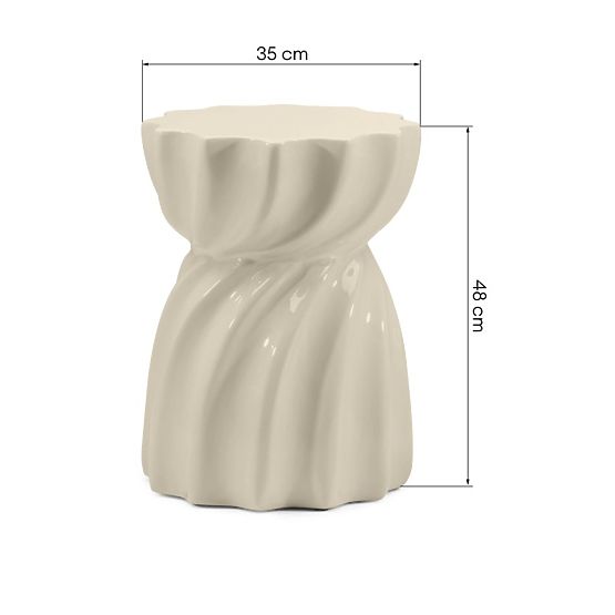 Beistelltisch Bloom 35 cm, beige, glänzend