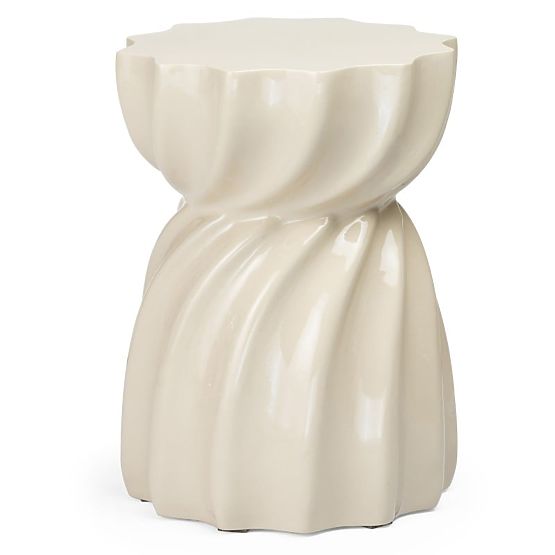 Beistelltisch Bloom 35 cm, beige, glänzend