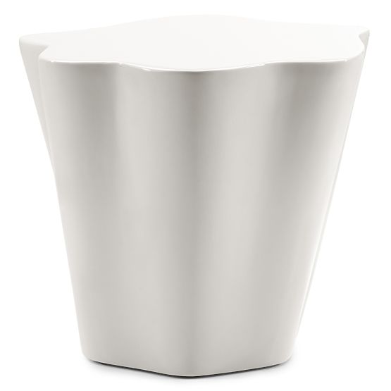 Beistelltisch Bow 49 cm, graubeige, glänzend, abgerundete Formen