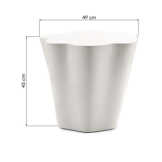 Beistelltisch Bow 49 cm, graubeige, glänzend, abgerundete Formen