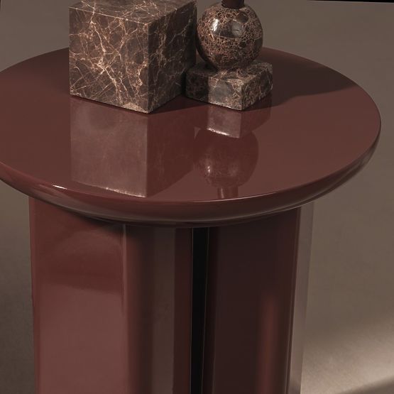 Beistelltisch Brie 40 cm, Bordeaux/Braun, glänzend