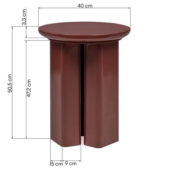 Beistelltisch Brie 40 cm, Bordeaux/Braun, glänzend