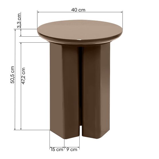 Beistelltisch Brie 40 cm, hellbraun, Mokka, glänzend