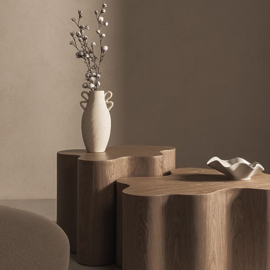 Beistelltisch Cosmo 66 cm, Nussbaum, abgerundete Formen