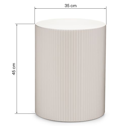 Beistelltisch Ermanno, 35 cm, graubeige, gerillt