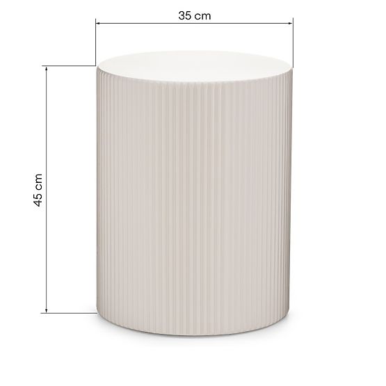 Beistelltisch Ermanno, 35 cm, graubeige, gerillt
