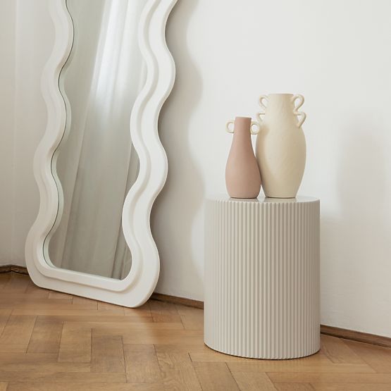 Beistelltisch Ermanno, 35 cm, graubeige, gerillt