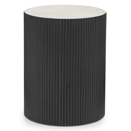 Beistelltisch Ermanno, 35 cm, schwarz, gerillt