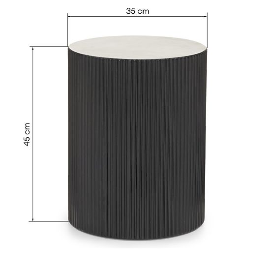 Beistelltisch Ermanno, 35 cm, schwarz, gerillt