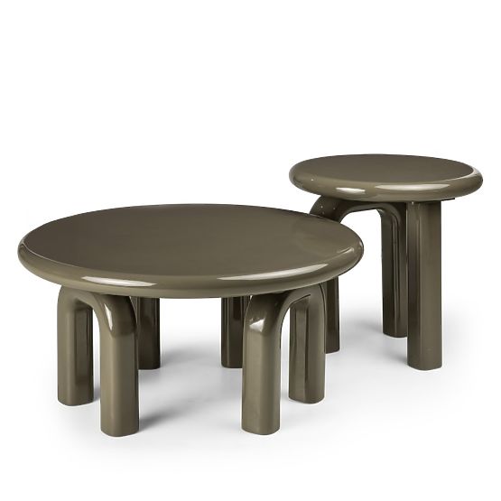 Beistelltisch Flambe 50 cm, grün/grau, glänzend