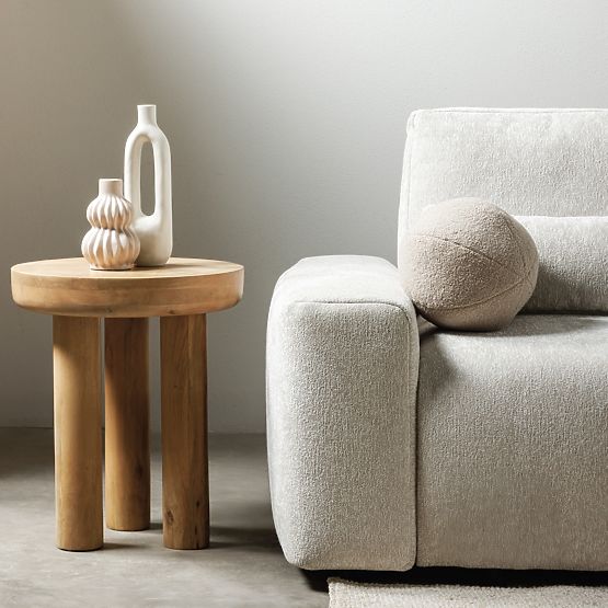 Beistelltisch Limali 50 cm, rund, Mangoholz, geschwungene Formen