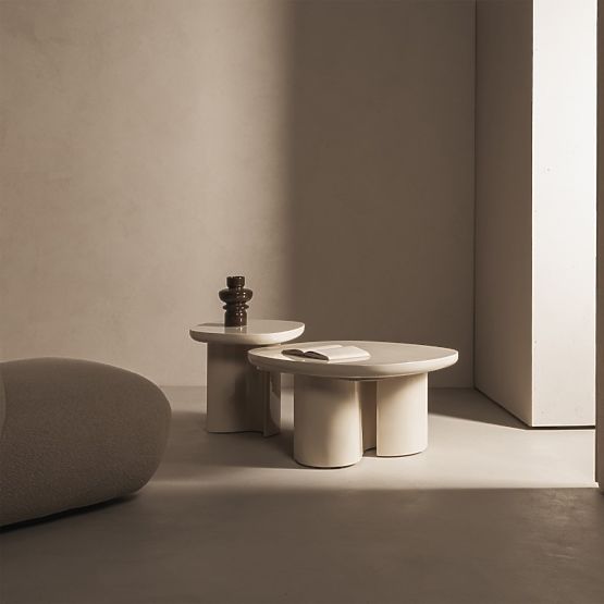 Beistelltisch Puro 50 cm, hellbeige, glänzend