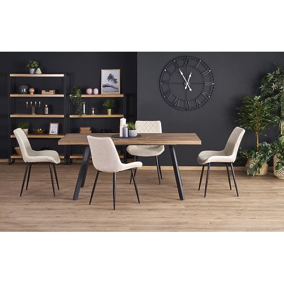 BERLIN ausziehbarer Tisch 140-180 cm, Platte - Nussbaum, Gestell - schwarz (2p=1Stk)