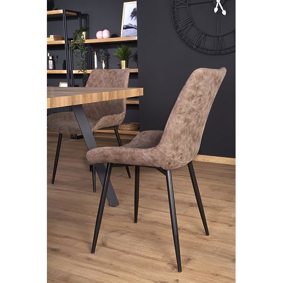 BERLIN ausziehbarer Tisch 140-180 cm, Platte - Nussbaum, Gestell - schwarz (2p=1Stk)