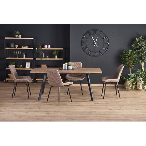 BERLIN ausziehbarer Tisch 140-180 cm, Platte - Nussbaum, Gestell - schwarz (2p=1Stk)