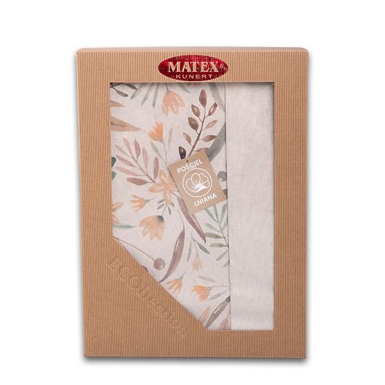 Bettwäsche-Set LINEN- leaves 220x200 + 2x 70x80