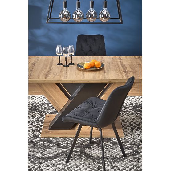 BRANDON ausziehbarer Tisch 160-200/90 cm Eiche Wotan/schwarz