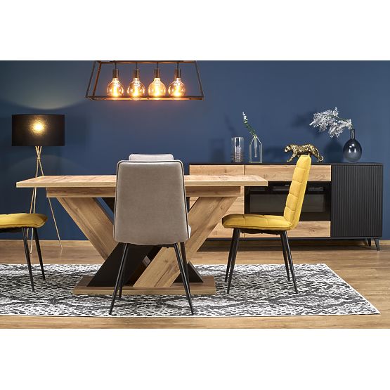 BRANDON ausziehbarer Tisch 160-200/90 cm Eiche Wotan/schwarz