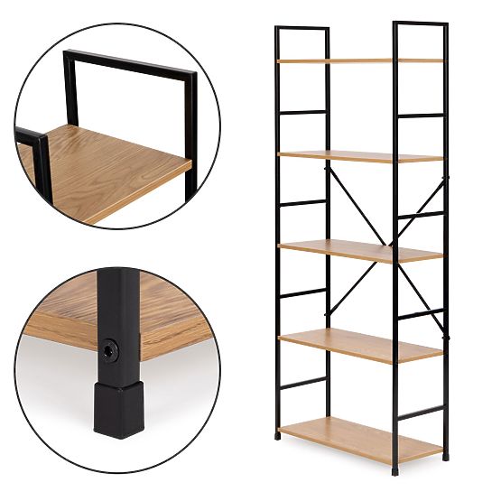 Breites modernes Holzregal LOFT mit 5 Regalböden