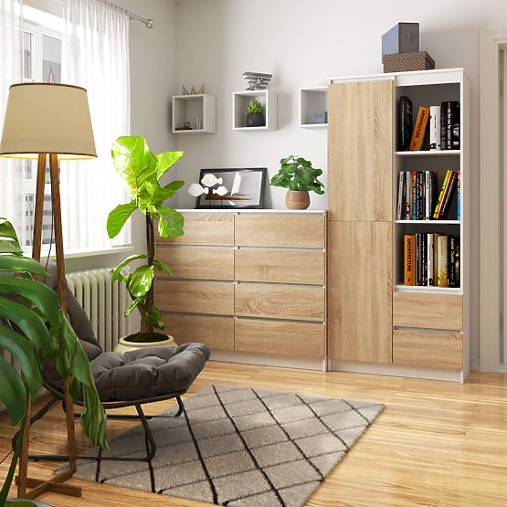 BÜROREGAL R 80 cm CLP R11 PK WEISS / SONOMA