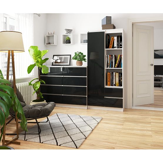 BÜROREGAL R 80 cm CLP R11 WEISS / GRAPHIT HOCHGLANZ