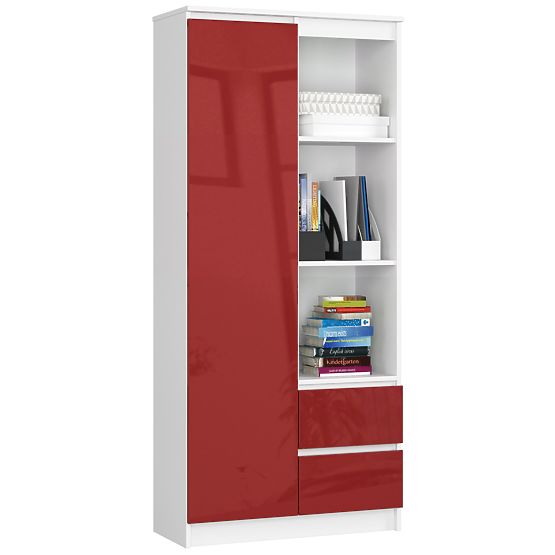 BÜROREGAL R 80 cm CLP R11 WEISS / ROT HOCHGLANZ