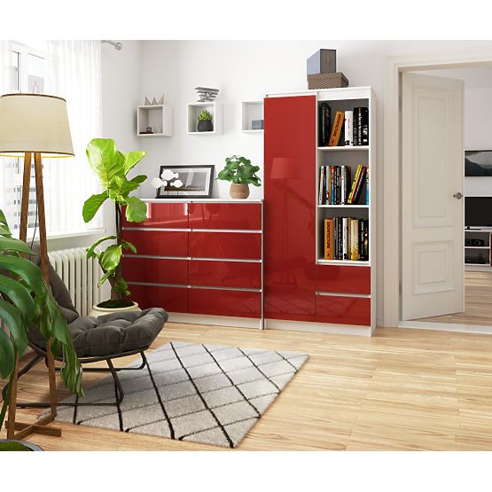 BÜROREGAL R 80 cm CLP R11 WEISS / ROT HOCHGLANZ