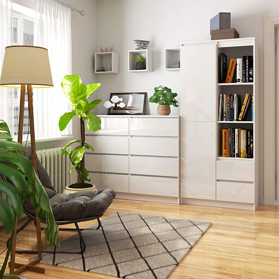 Büroregal R 80 cm CLP R11 WEISS / WEISS GLANZ