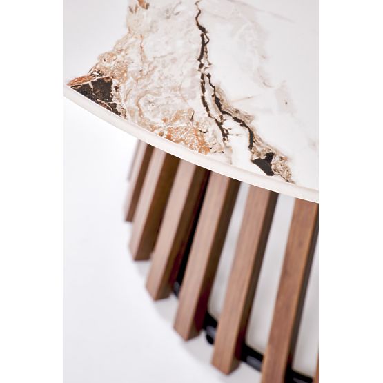 CARINA Couchtisch beige Marmor / Walnuss (2p=1 Stk)